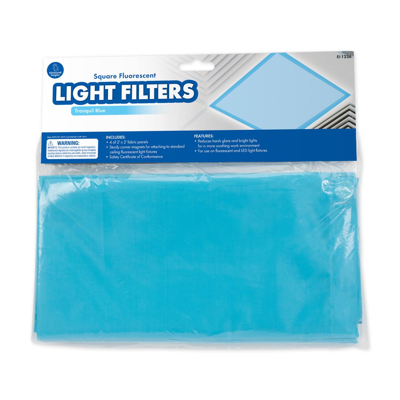 Educational Insights Tranquil Blue Square Fluorescent Light Filters